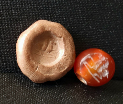 3RD - 5TH CENTURY A.D. SASANIAN RED GRANAT CAMEL INTAGLIO MINI STAMP SEAL BEAD