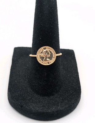 Gold Queen Elizabeth II Dei Gratia Regina FD Münzring Repro zierlich minimal Gr. 6