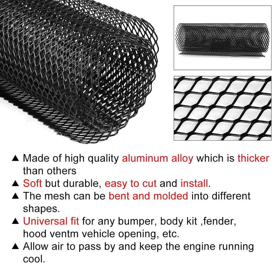 Universale 40" x 13pollice Maglia griglia Rete Foglio Esagonale Nero in Auto Foto 4 de 4