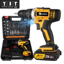 Cordless Drill Electric Screwdriver 45Nm 21V 2 Batteries 24 PCS Set 1800RPM