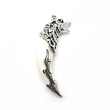Silver Plated Wolf Tooth Pendant – 60mm White Fang Charm 1pc Large Tooth Pendant