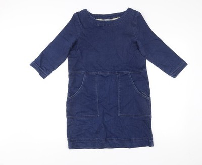 Muskat Damen blau Etuikleid Jeanskleid Größe 8 knielang 3/4 Ärmel