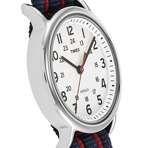 Orologio TIMEX Weekender T2N747 38mm Rosso/Blu Cinturino NATO Quarzo Indiglo ... - Immagine 2 di 4