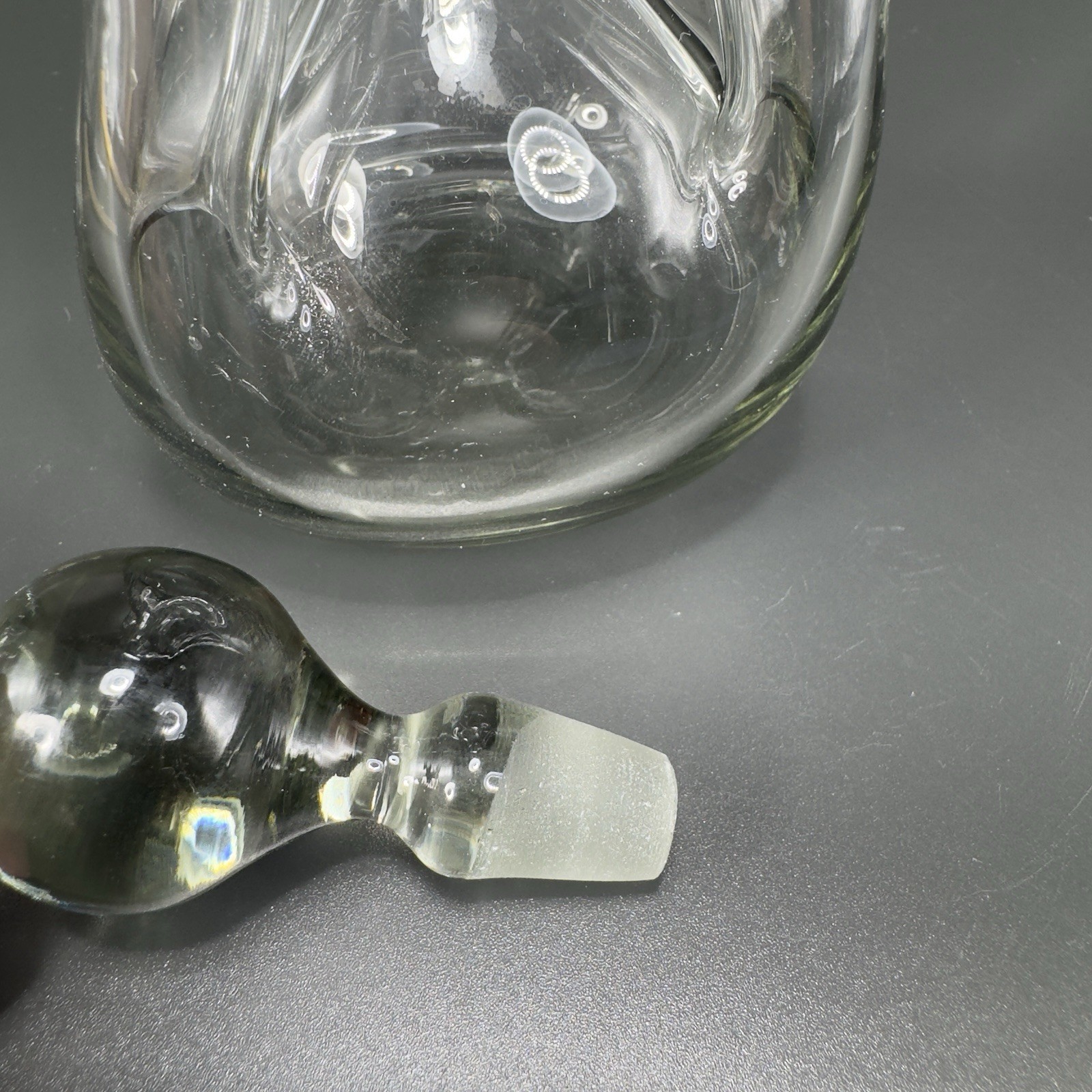 Holmegaard Kluk Kluk Pinch Bottle Smokey Black Glass Decanter Spirits Bottle VTG