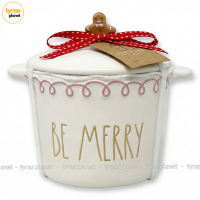 Rae Dunn BE MERRY Gingerbread Man Top Lid Christmas Mini Baking Dish Pink Swirls