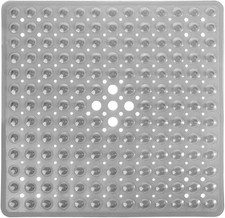 Shower Mat 21X21 Inch Square, Non Slip Bathtub Mat with Large Suction Cups Drain