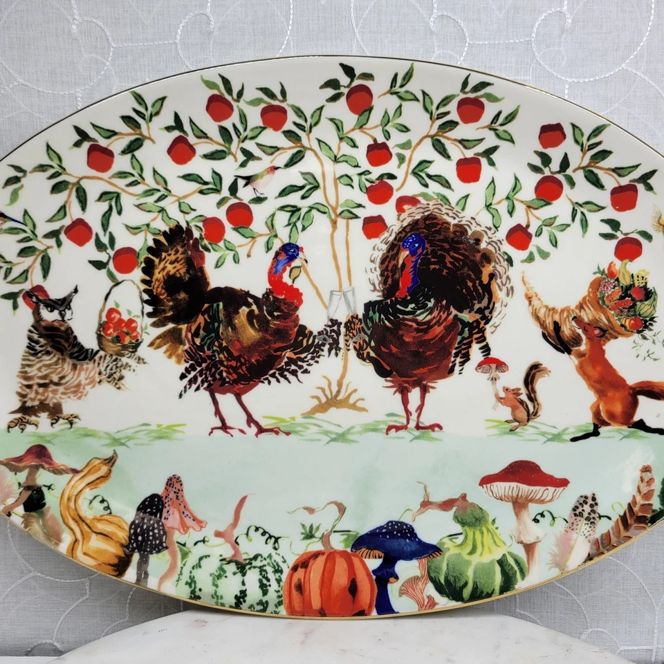 Inslee Fariss Anthropologie Autumns Bounty Serving Platter Thanksgiving Turkey  - Image 4 of 4