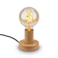 Briloner Retro Tischlampe E27 10W Vintage Nachttischlampe Holzoptik 10X9Cm