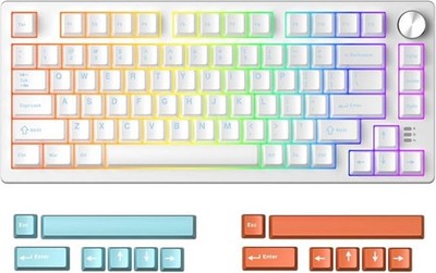 DAREU EK75RT White Gaming Keyboard TKL RGB Magnetic Switch USB Wired Unused