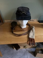 Kepi Hat Leather Rendezvous Possibles Bag  Brass Peace Flask Reproduction Lot