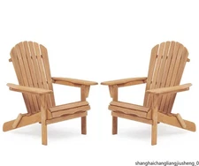 Light Brown Wood Folding Chairs Set of 2, for Patio & Garden