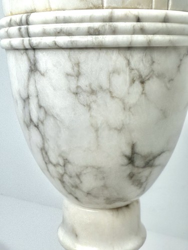 Vintage Alabaster Urn Lamp Italian Pedestal Carved Marble Stone Finial 29" - Picture 10 of 24