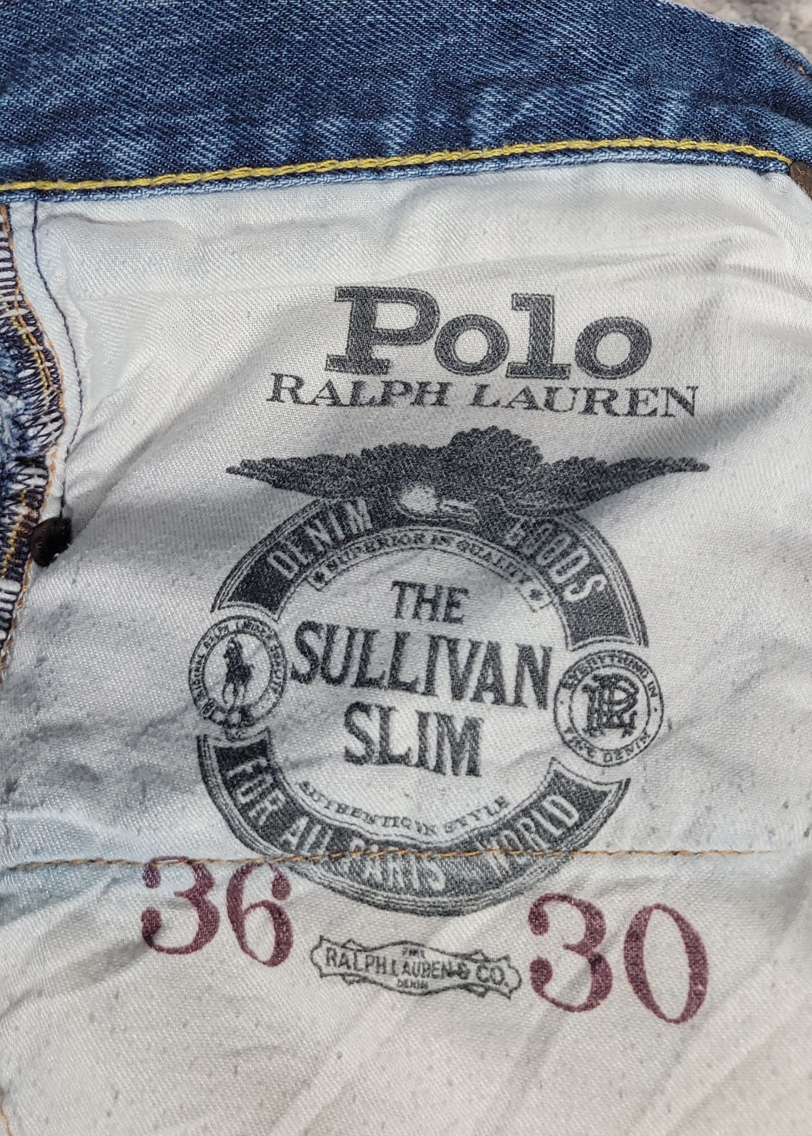 Polo Ralph Lauren The Sullivan Slim Men's Blue Denim Jeans Sz 36x30 thumbnail 6