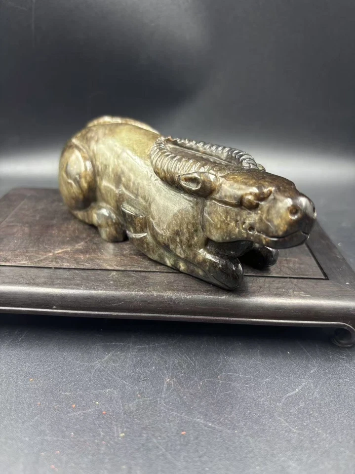 Buey de jade antiguo chino de 5,55 pulgadas Foto 2 de 4