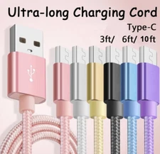 LOT 3-Pack Type-C Nylon Braided Data Sync Charging Cord USB-C Fast Charger
