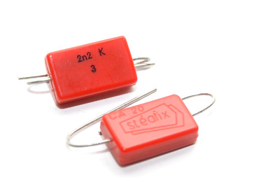 2x MIL spec Glimmer High-End Mica-Kondensator von LCC Steafix CA20, 2200 pF, NOS