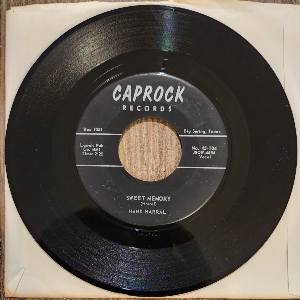 Hank Harral Tank Town Boogie / Sweet Memory 45 Country Bopper Rockabilly Caprock Foto 2 de 2