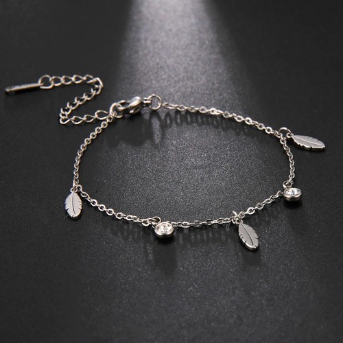 Leaf Crystal Anklet Stainless Steel Anklet - Bild 3 von 5