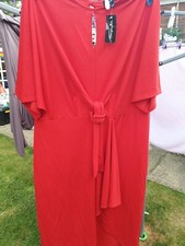 Simply Be, Size 24, Long Red Dress, Nape To Hem 50" One Button Fastening,