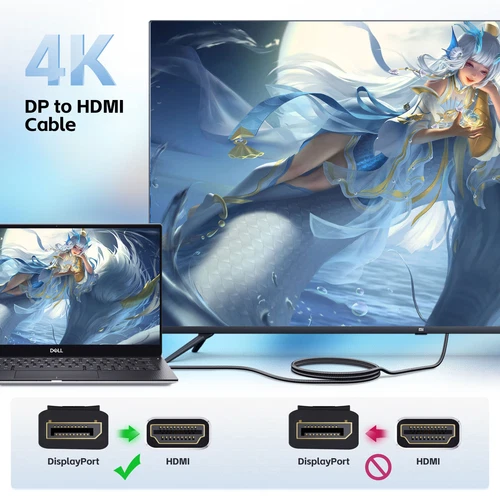 1080P DisplayPort Display Port DP Male to HDMI Female Adapter Cable 4K@60Hz - Picture 3 of 5