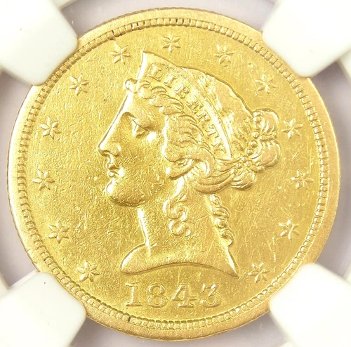 1843-O Liberty Gold Half Eagle $5 New Orleans Coin - Certified NGC AU Details
