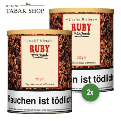 2 x Danish Mixture Ruby Hausmarke Pfeifentabak 200g Dose / 25821
