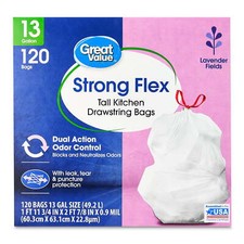 13-Gallon Drawstring Tall Kitchen Trash Bags, Lavender Fields, 120 Bags