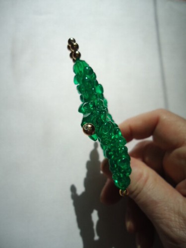 Christmas Homemade Green Faceted & Tri-Bead & Round Gold Bead Star Ornament - Picture 2 of 2