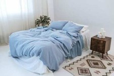 Linen Bedding cover, Sky blue Duvet Cover, Full King Queen Twin Duvet Cover set