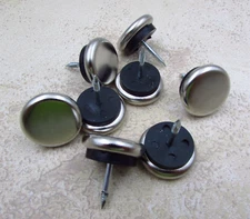QTY 8 Steel 15/16" Base Metal 11/16" Nail-On Glides Wood Furniture Chairs Tables