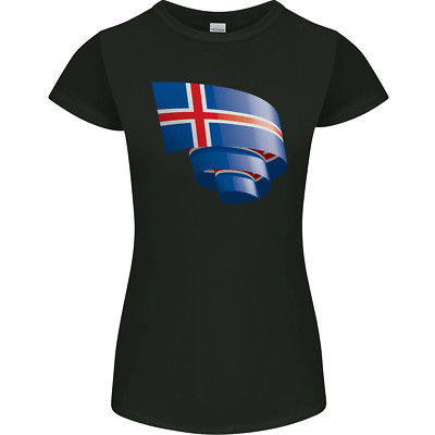Curled Iceland Flag Icelander Day Football Womens Petite Cut T-Shirt