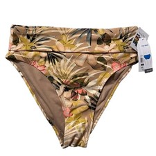 NWT High Rise Tropical Bikini Bottoms Time and Tru Women  s Nude Floral