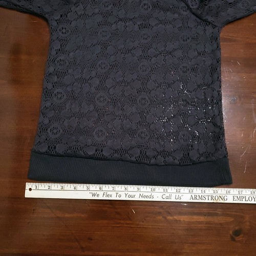 Bongo süß grau Gr. S schwarz Geo Spitze durchsichtig Kurzarm Bluse Top - Bild 5 von 6