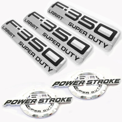 5 OEM 6.0L POWER STROKE + F-350 Lariat Super Duty Emblem for Badge F350 Chrome