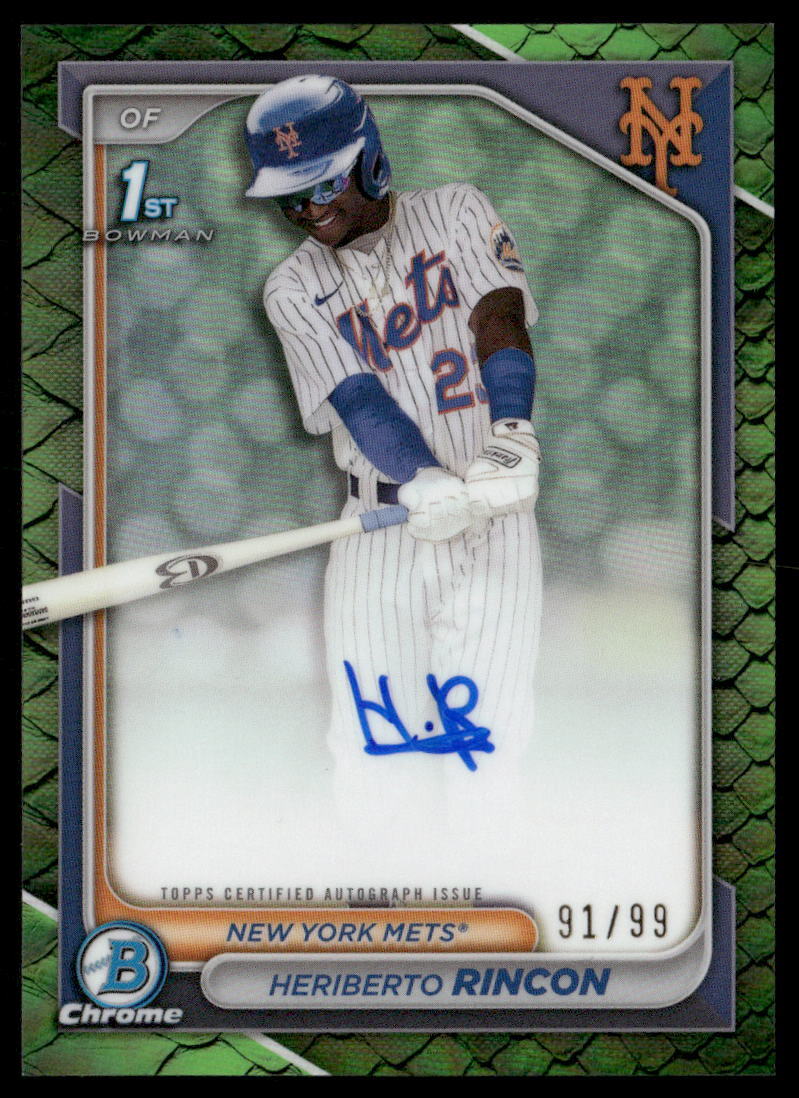 Heriberto Rincon 2024 Bowman Chrome #CPA-HR Reptilian Green Auto /99 Mets SSP