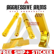 AGGRESSIVE ARMS SHINY GOLD Magazine Catch Slide Stop PINS GL0CK 20 21 29 30 36