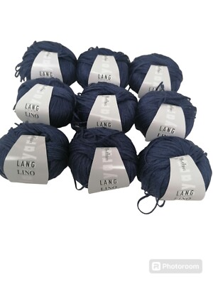9 Stuck  LANG Yarns LINO  784.0010 100 % Leinen  50 gr ca 110 m BLAU STAHL