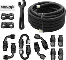 Pro AN6 20FT PTFE Fuel Line Hose Kit Stainless Steel Braided 3/8" 8.73mm