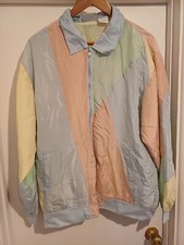 Vintage Blair Bomber Jacket Blue 100% Silk 80s 90s Colourblock Womens Size Xl