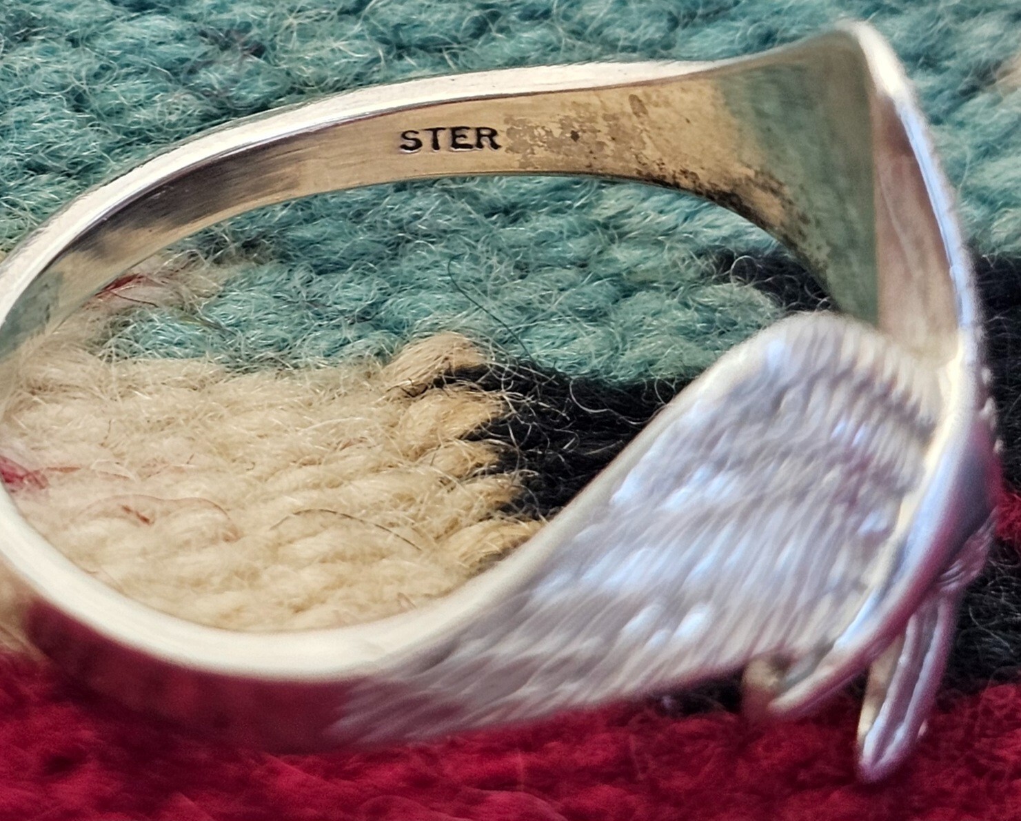 Sterling Silver Eagle Ring Diamond Chisel Cut Siz… - image 4