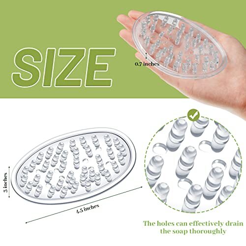 Plastic Soap Holder Soap Dish Bar Saver Tray with Holes Soap Sponge 4 Clear - Picture 3 of 6