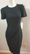 NEW CALVIN KLEIN PLEATED PUFF SHORT SLEEVE BLUE SHEATH DRESS SIZE 2
