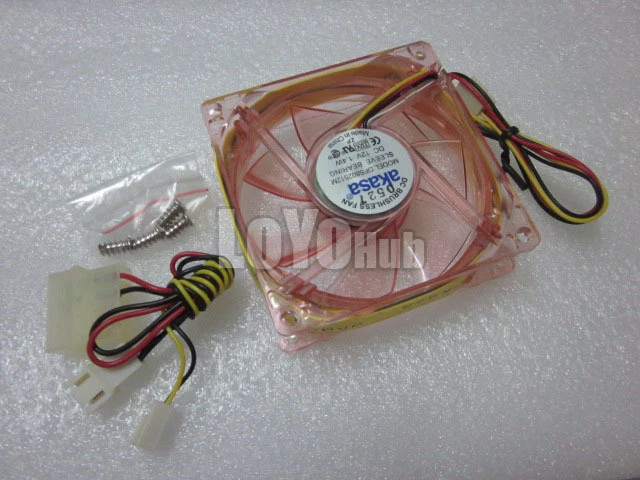 NEW akasa crystal red LED Case fan with 4-red LED DFS802512M 12V 1.4W 3-Pin 80mm - Image 2 of 4