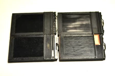 4-(four) 3-1/4 x 4-1/4" wood cut film holders w/slides. 2-Graflex 1-Fidelity 1-?
