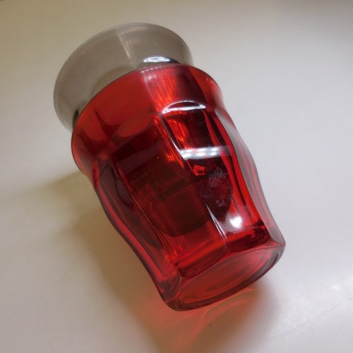 N23.217 Duralex made in France 2 verres noir rouge transparent art déco table - Imagen 24 de 24