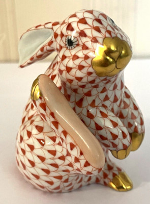 Herend 15387 roter Netzhase Kratzfigur 7,5 cm groß