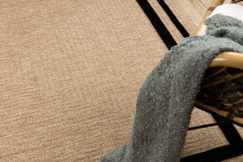 Moderner Struktur Sisal Designer Teppich FUNKEN Rahmen beige/schwarz Beste Qualität - Bild 3 von 10