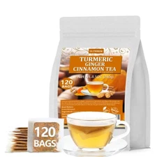 Turmeric Ginger Cinnamon Tea 120Bags No Additive Support Brain Weight Sleep Skin