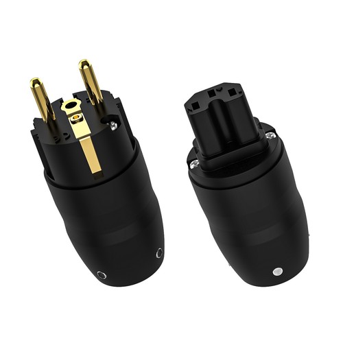 Aluminum Shell + Gold Plated / Rhodium Plated EU Power Supply Schuko Power Cord Adapter - Picture 1 of 13