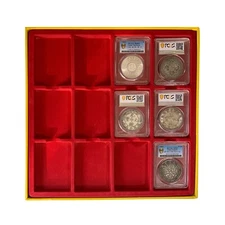 Red Coin Slab Display Tray (12 Grids) for 12 Certified PCGS NGC Coin Slab Holder
